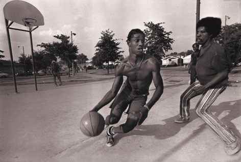 Cole Park Basketball: Young men playing pickup basketball in Martin Luther King Jr. Park on the Southside of Chicago, 1970.