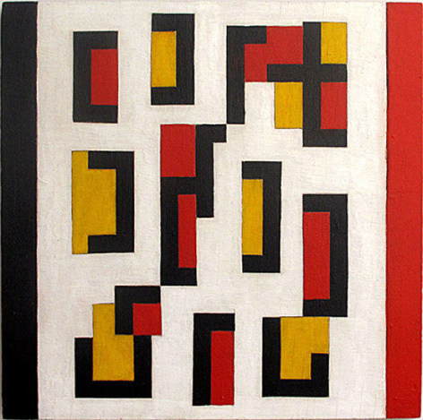 Composition Red, Yellow Black, 1948, oil on wood panel, 12 x 12 in.