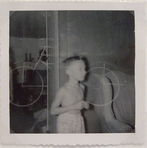 Boy with Bike (Double Exposure), 1960s, 3 1/2 x 3 1/2 in.