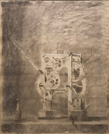 Walter Murch Clock Mechanism,&nbsp;1950, crayon and charcoal on paper, 22 x 17 in.