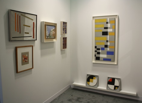 (from left) Alice Trumbull Mason, &quot;Remembrance,&quot; 1962, oil on canvas, 16 x 20 in., Anne Ryan, Untitled, 1948-54, collage, 5 x 4 in., Fairfield Porter, Untitled (RKO 86), c. 1968-71, oil on canvas, 9 3/8 x 11 3/8 in. (right wall) Leon Polk Smith, Untitled, 1946, oil on canvas, 42 3/4 x 22 3/4 in., &quot;Yellow Squares on Diagonal,&quot; 1946, oil on masonite, 10 in. (diameter), &quot;Six Right Angles,&quot; 1946, oil on masonite, 10 in. (diameter)