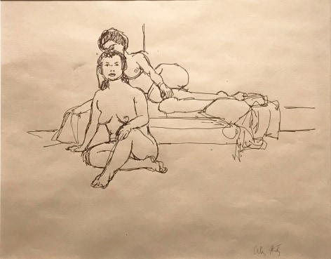 Alex Katz Two Nudes,&nbsp;c. 1960, ink on paper, 10 x 13 in.
