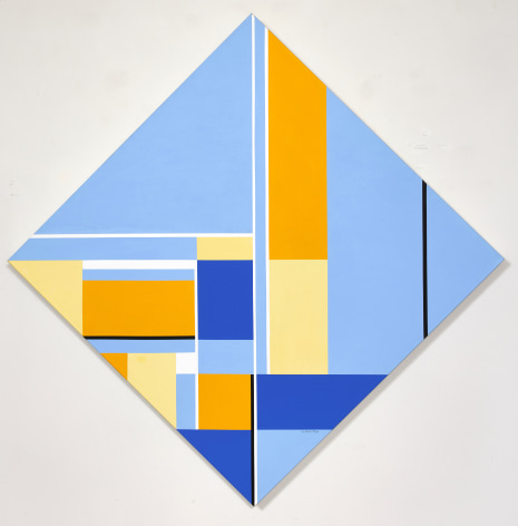 An abstract painting in the shape of a diamond