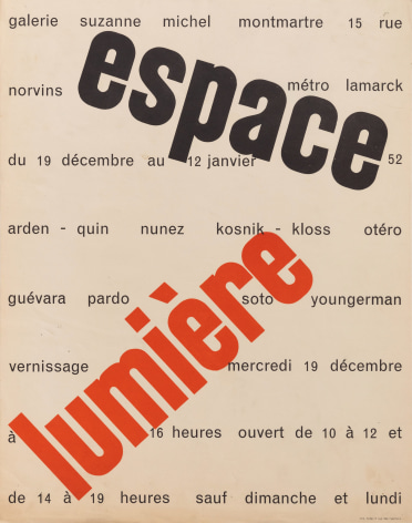 A Jack Youngerman poster for his exhibition at Galerie Suzanne Michel in Paris.  Black and red graphics on white ground.