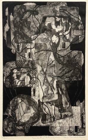 Meanderthal Returns, 1947, etching with aquatint on paper, 15 &frac34; x 9 &frac12; in. (paper size), 19 &frac12; x 12 &frac12; in. (sheet size), Edition 13/25, editioned l.l., titled and dated l.c., signed l.r.