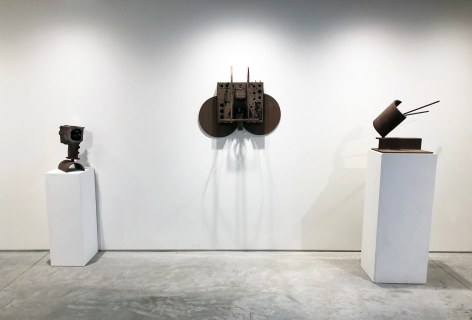 Three sculptures installed in the Washburn Gallery