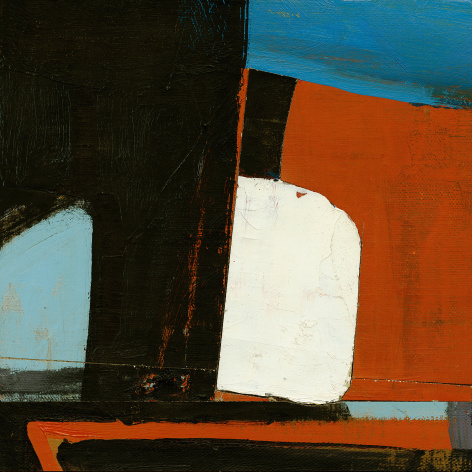 Abutment,&nbsp;2021, collaged painting fragments on panel, 12 x 12 in.