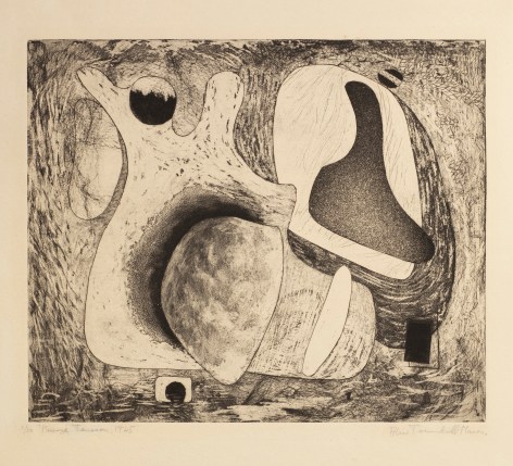 Passage Tension, 1945, softground etching and aquatint on paper, 12 x 14 &frac12; in. (image size), 19 x 22 &frac14; in.(sheet size), Edition 3/20, editioned, titled, and dated l.l., signed l.r.