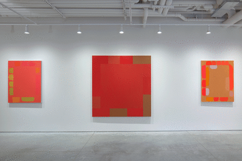 (From left) Untitled, c. 1976-77, oil on canvas, 45 x 35 1/2 in., &quot;Broken Rhythm,&quot; 1979, oil on canvas, 66 x 63 1/2 in.,&nbsp;Untitled, c. 1976-77, oil on canvas, 45 x 36 in.