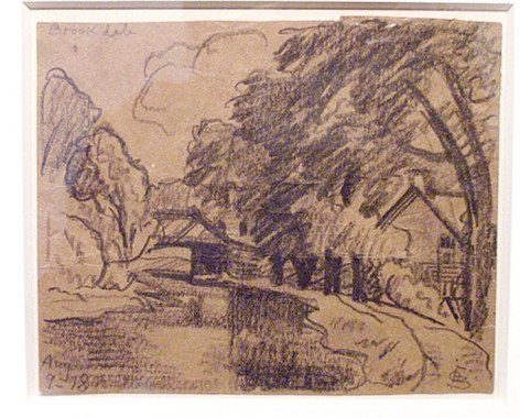 Brookdale, 1918, conte crayon on paper, 4 1/8 x 7 in.