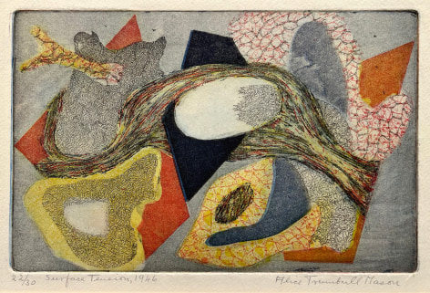 Surface Tension, 1946, softground etching on paper, 4 3/4 x 7 3/4 in. (image size), 10 1/8 x 13 in. (paper size), Edition 22/30, editioned, titled and dated l.l., signed l.r.