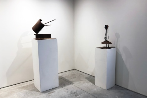 Two sculptures installed in the Washburn Gallery
