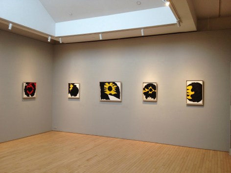 From RIght to Left:, Untitled Black/Yellow, c. 1958, Oil on canvas, 24 x 15 in.