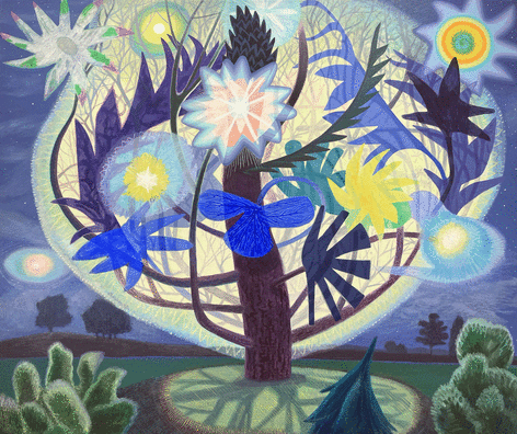 Once in a Blue Moon, 2022, acrylic on canvas, 42 x 50 in.
