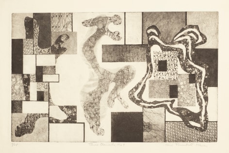 Three Elements, 1950, etching with aquatint on paper, 9 &frac34; x 15 &frac12; in. (images size), 12 5/8 x 20 in. (sheet size), Edition 7/25, editioned l.l., titled l.c., signed l.r.