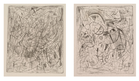 CR#S/eeee and CR#S/ffff c. 1944-45, posthumous edition of 5, intaglio; ink on paper, Image: 5 7/7 x 4 7/8 in.