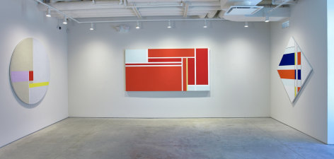 Tondo with Red Rectangle, 1981, acrylic on linen, 59 in. (diameter)