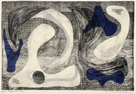 Suspension (Blue/Grey), 1946, softground etching on paper, 9 &frac34; x 14 &frac12; in. (image size), 15 &frac12; x 19 in. (sheet size), Edition 12/30, editioned, titled and dated l.l., signed l.r.