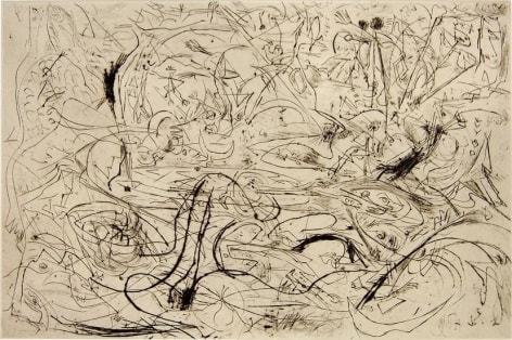 Jackson Pollock, Untitled, 1082 (P19), c. 1944-45, printed 1967, engraving and drypoint on white Italia paper, 19 13/16 x 27 1/4 in.