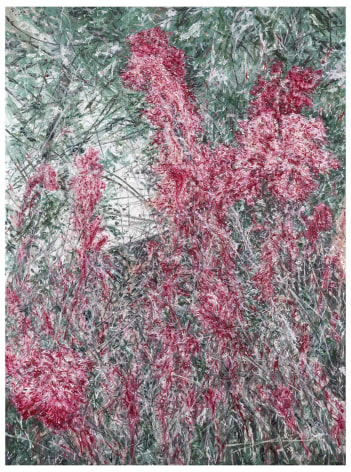 Kim Jiwon, 맨드라미 Mendrami, 2018. Oil on linen, 259 x 194 cm.