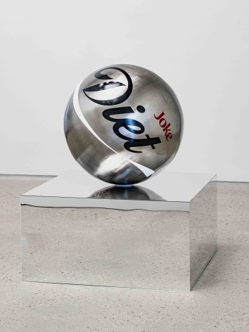 Wonwoo Lee, Fat coke (Diet), 2023. Stainless steel, aluminum, paint, ⌀ 60 cm., Courtesy of the artist &amp;amp; PKM Gallery.