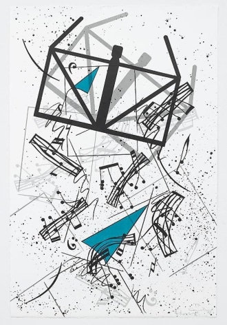 Claes Oldenburg and Coosje van Bruggen. Falling Notes&nbsp;(Edition of 60 + 12AP + 6PP + 1BAT), 2006.&nbsp;Lithograph, 121.3 x 80.6 cm. &copy; 2006 Claes Oldenburg and Coosje van Bruggen. Photo courtesy Pace Gallery.