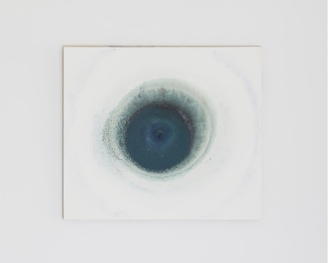 Koo Hyunmo,&nbsp;lake, concave mountain, 2023., Acrylic on wood panel,&nbsp;31.3 x 35.7 cm.