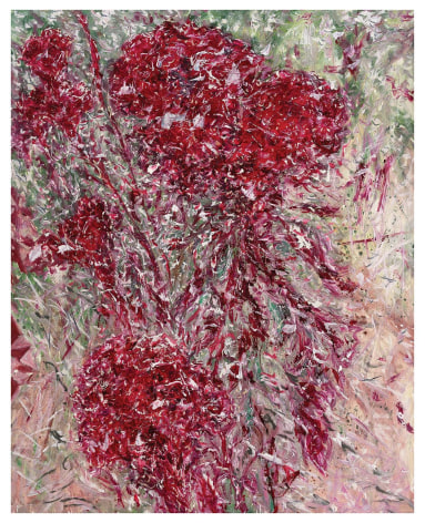Kim Jiwon, 맨드라미 Mendrami,&nbsp;2021. Oil on linen, 162 x 130 cm., Courtesy of the artist &amp;amp; PKM Gallery.
