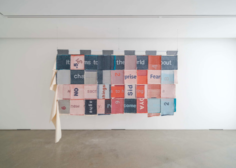 Young In Hong, Woven and Echoed, 2021. Fabric, 204 x 292 cm. Courtesy of the artist &amp;amp; PKM Gallery.