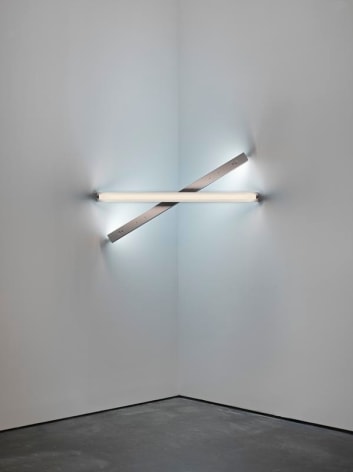 Dan Flavin. untitled (to Cy Twombly) 2, 1972.&nbsp;Cool white and daylight fluorescent light, 4 ft. (122 cm) square across a corner, &copy; 2018 Estate of Dan Flavin / Artists Rights Society (ARS), New York. Courtesy David Zwirner and PKM Gallery.