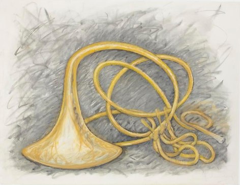Claes Oldenburg and Coosje van Bruggen. French Horn, Unwound, Horn Against Ground, 2001.&nbsp;94 x 122 cm. &copy; 2001 Claes Oldenburg and Coosje van Bruggen. Photo courtesy Pace Gallery.
