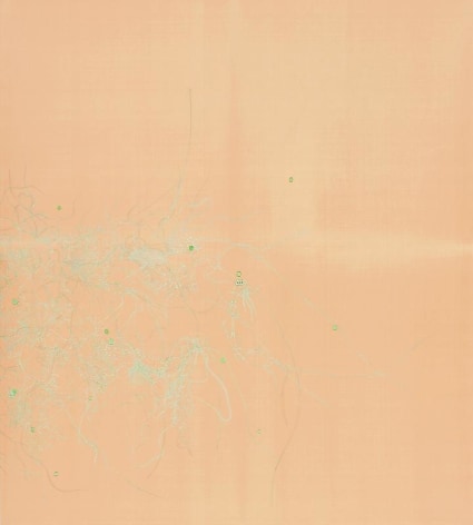 Lee Bul. Untitled(Beige), 2003. Ink and pen on silk, 116 x 126 cm.