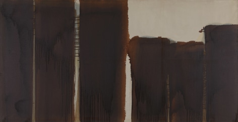 Yun Hyong-keun. Burnt Umber &amp;amp; Ultramarine, 1987 - 1989, Oil on linen, 120.3 x 232.5 cm. Courtesy of PKM Gallery.