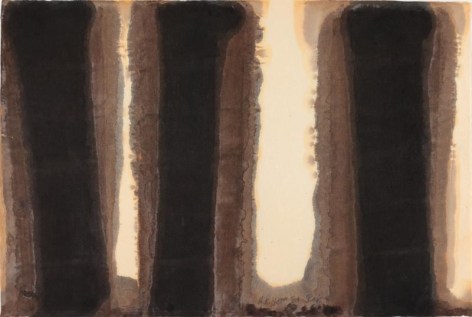 Yun Hyong-keun. Burnt Umber &amp;amp; Ultramarine, 1981.&nbsp;Oil painting on Hanji, 64 x 94.5 cm. Courtesy of PKM Gallery.