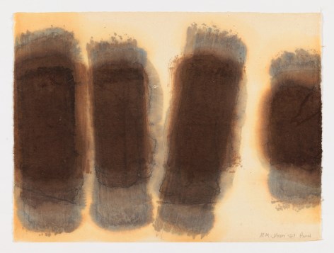 Yun Hyong-keun, Burnt Umber &amp;amp; Ultramarine, 1981. Oil on hanji, 47 x 63 cm., &copy; Yun Seong-ryeol. Courtesy of PKM Gallery