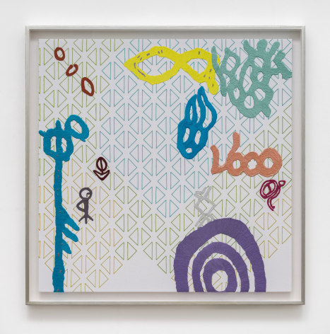 Young In Hong, Wishful Play, 2024, Embroidery (viscos rayon threads) on Cotton, 135 x 135cm.