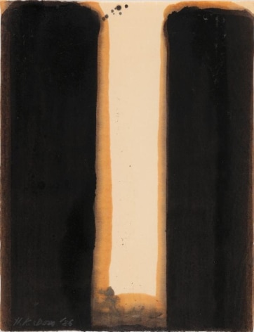 Yun Hyong-keun. Burnt Umber &amp;amp; Ultramarine, 1986.&nbsp;Oil painting on Hanji, 63 x 48 cm. Courtesy of PKM Gallery.
