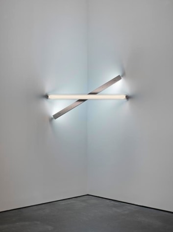 Dan Flavin. untitled (to Cy Twombly) 2, 1972.&nbsp;Cool white and daylight fluorescent light, 4 ft. (122 cm) square across a corner.&nbsp;&copy; 2018 Estate of Dan Flavin / Artists Rights Society (ARS), New York. Courtesy David Zwirner and PKM Gallery.