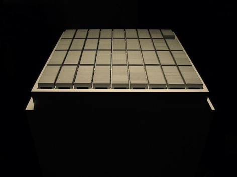 Katie Paterson,&nbsp;History of Darkness, 2010. 2200 handwritten slides (to date) in special white wooden box with lid,, 55 x 55 x 4.5 cm.&nbsp;Courtesy of the artist &amp;amp; PKM Gallery.