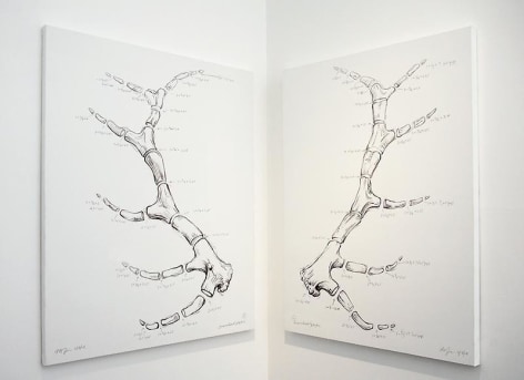 Michael Joo. Pre-constructed (Fragmented Map), 2008.&nbsp;Acrylic and graphite on canvas, 122 x 91.5 x 3.8 cm each.&nbsp;Courtesy of the artist &amp;amp; PKM Gallery.