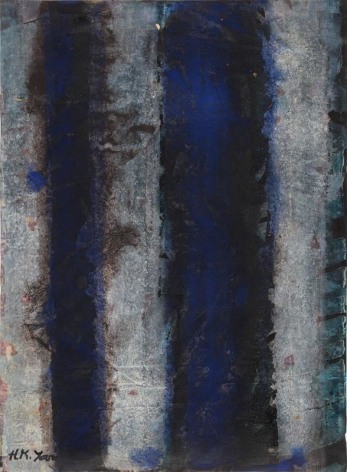 Yun Hyong-keun. Burnt Umber &amp;amp; Ultramarine, 1973.&nbsp;Oil painting on Paper, 52 x 38 cm. Courtesy of PKM Gallery.