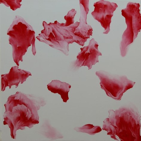 Moon Beom. Secret Garden #258_white, red, 2011. Acrylic, oilstick on panel, 122 x 122 x 7 cm. Courtesy of the Artist &amp;amp; PKM Gallery.