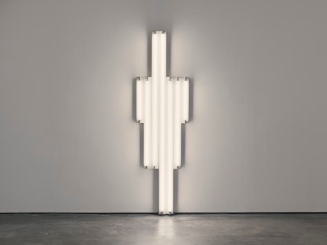 Dan Flavin,&nbsp;&quot;monument&quot; for V. Tatlin, 1964.&nbsp;Cool white fluorescent light, 8 ft. (244 cm) high., &copy; 2018 Estate of Dan Flavin / Artists Rights Society (ARS), New York. Courtesy David Zwirner and PKM Gallery.
