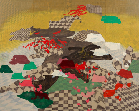 Toby Ziegler, Broken images, 2023. Oil paint and inkjet on canvas, 200 x 250 cm. Courtesy of the artist &amp;amp; PKM Gallery.