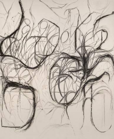 Peppi Bottrop, bl.but. Gl, 2021, Graphite and coal on canvas, 217 x 178 cm. Courtesy of the artist, Meyer Riegger, Berlin/Karlsruhe, and PKM Gallery, Seoul.