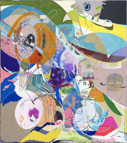 Young Do Jeong, Sky is blue, and there&#039;s nothing I can do, 2017-18. Acrylic, spray paint, color pencil, graphite and marker on canvas. 208 x 185 cm. Courtesy of the artist &amp;amp; PKM Gallery.