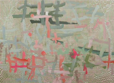 Toby Ziegler, Rubber tapping, 2021. Oil and inkjet on canvas, 140 x 193 cm., Courtesy of the artist and PKM Gallery.