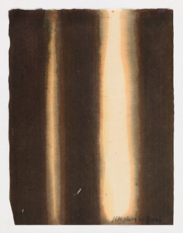 Yun Hyong-keun, Burnt Umber &amp;amp; Ultramarine, 1981. Oil painting on hanji, 32 x 24 cm., &copy; Yun Seong-ryeol. Courtesy of PKM Gallery.