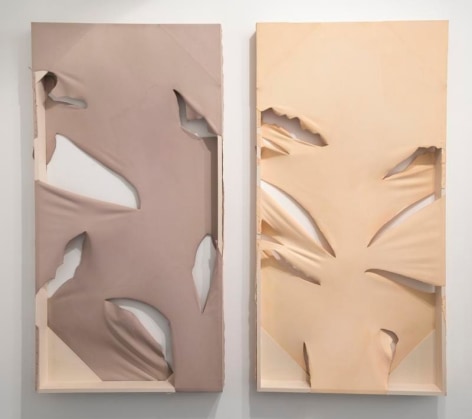 MARIA WALKER. Look at How the Plants Have Grown!, 2015, Acrylic, unprimed canvas, wood, 88.9 x 175.2 x 13.9 cm each. Courtesy of the artist &amp;amp; PKM Gallery.