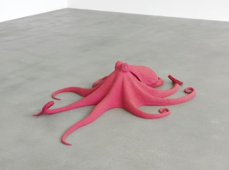 Carsten H&ouml;ller. Octopus, 2014. Purple-coloured polyurethane, brown glass eyes, 40 x 171 x 120 cm. &copy; Carsten H&ouml;ller. Courtesy the artist and Gagosian Gallery.